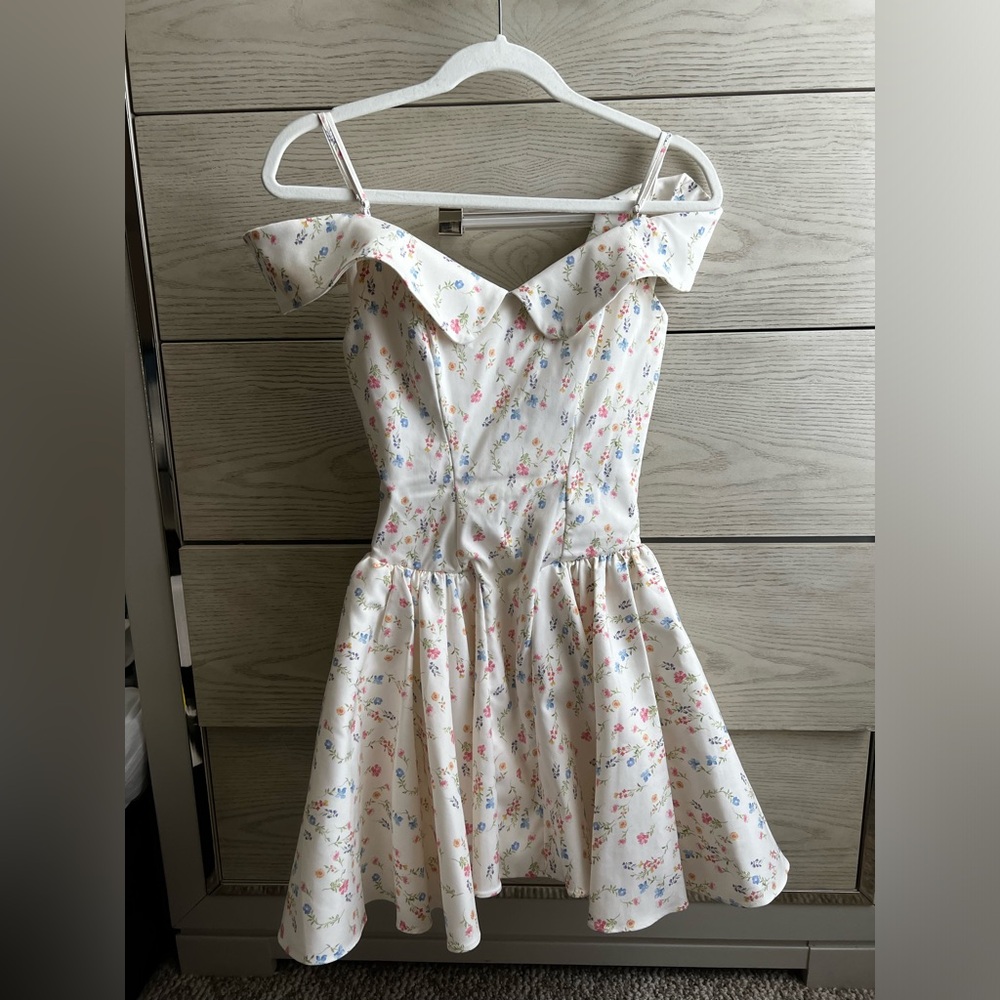 House of CB ELIDA WHITE POSY PRINT CORSET MINI DRESS